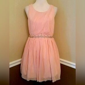 Peach Blush Chiffon Beaded Formal Party Dress City Triangles Modcloth Fairy NEW